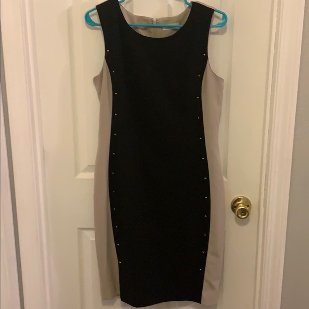 Calvin Klein size 8 black and beige dress